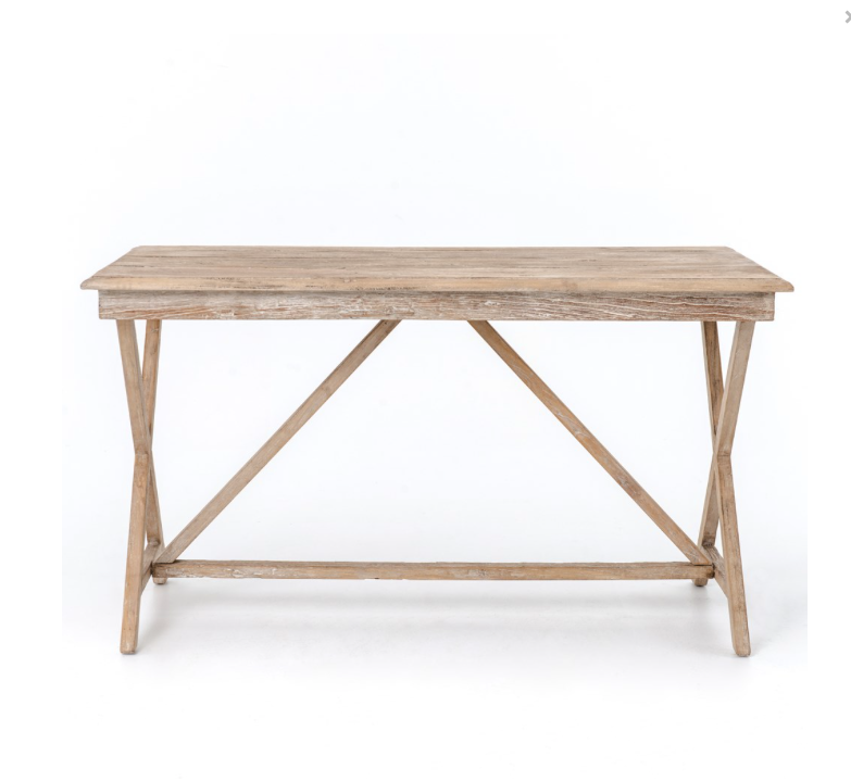 Whitewash Reclaimed Elm Desk- 54wx30dx30h