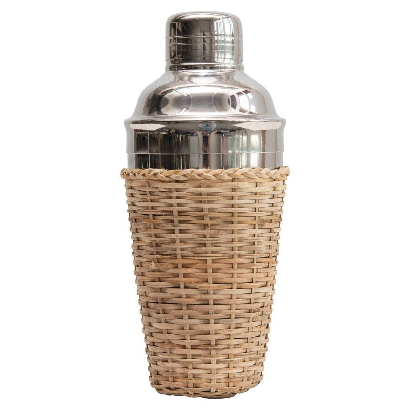 Rattan Wrapped Cocktail Shaker