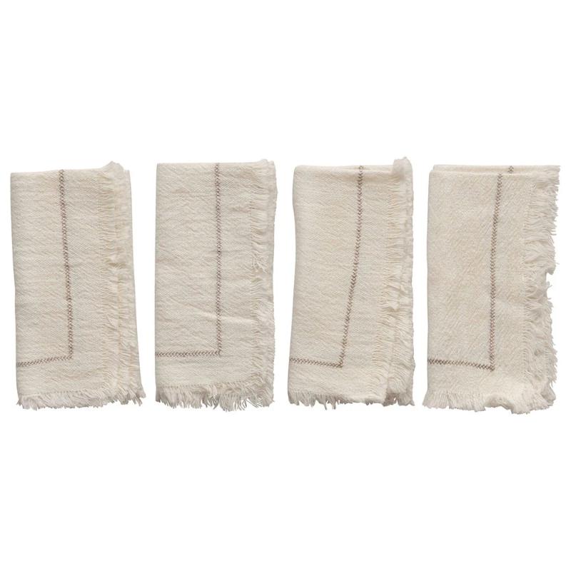 Cream Stitching Detail Napkins- Set of 4