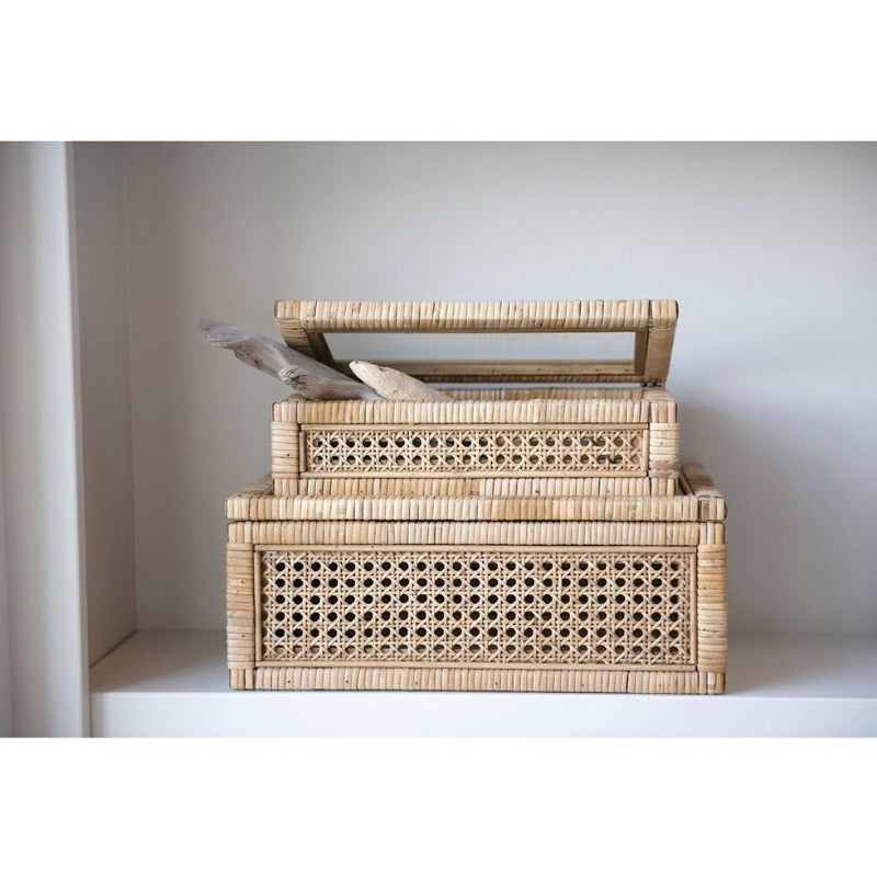 Woven Rattan & Wood Box (Available in 2 Styles)