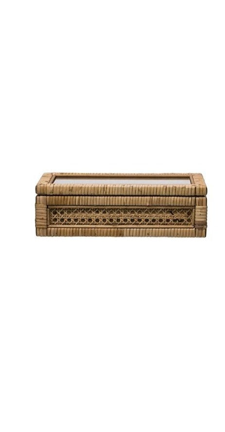 Woven Rattan & Wood Box (Available in 2 Styles)