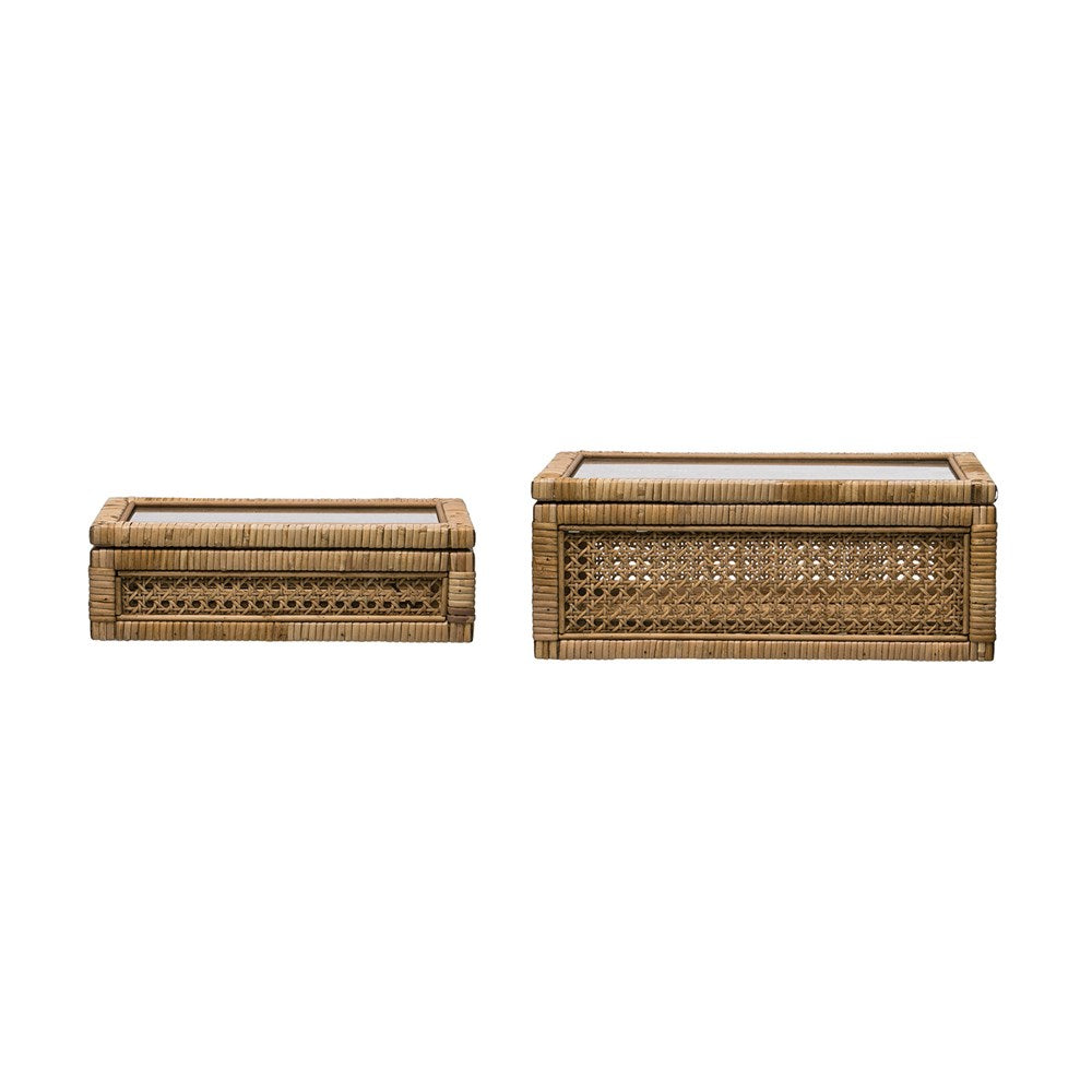 Woven Rattan & Wood Box (Available in 2 Styles)