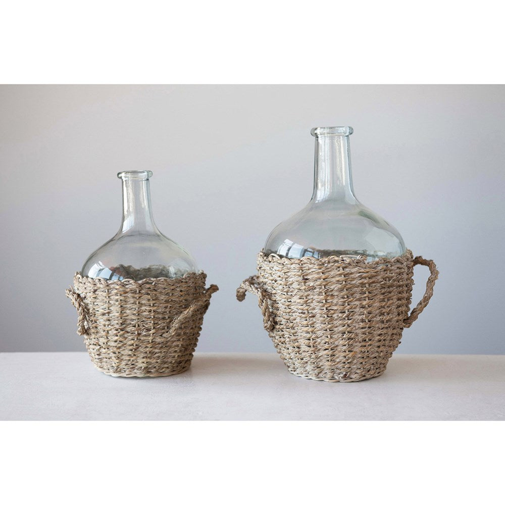 Glass Bottle in Woven Seagrass (Available in 2 Sizes)