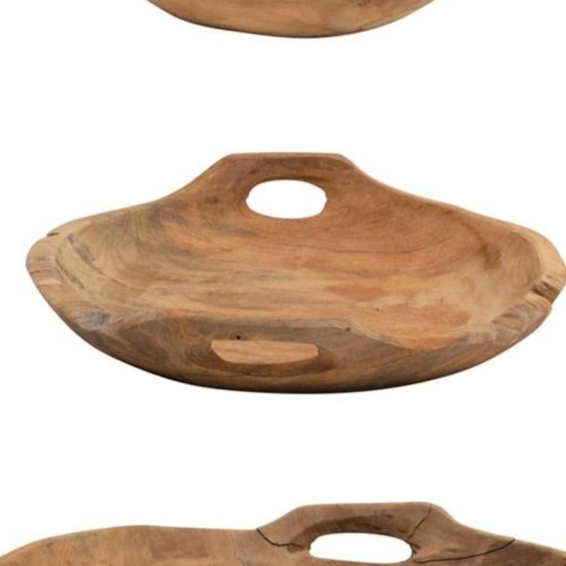 Teak Wood Bowl with Handles (3 Sizes)
