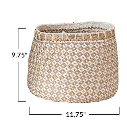 Handwoven Natural & White Seagrass Basket (2 Sizes)