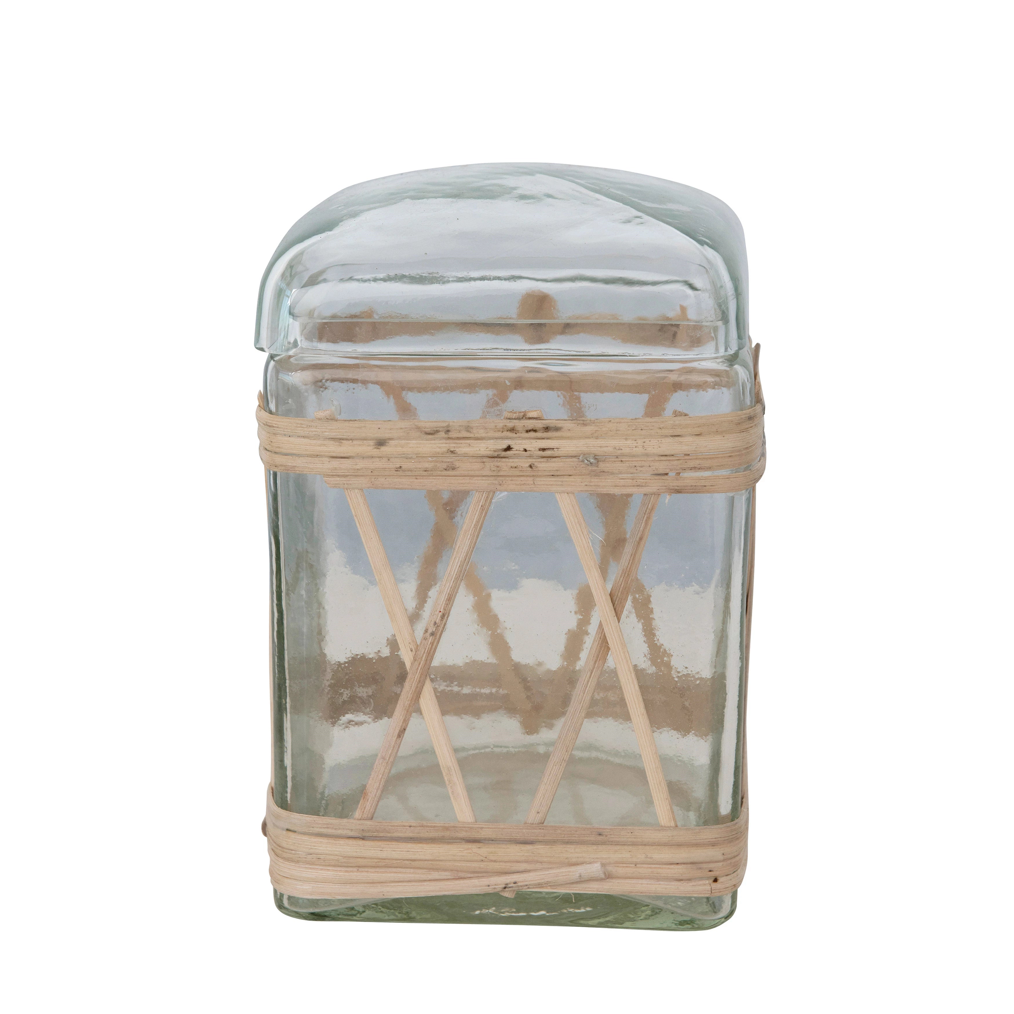 Cane Wrapped Glass Canister