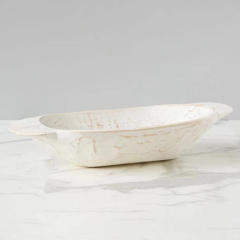 White Small Distressed Dough Bowl