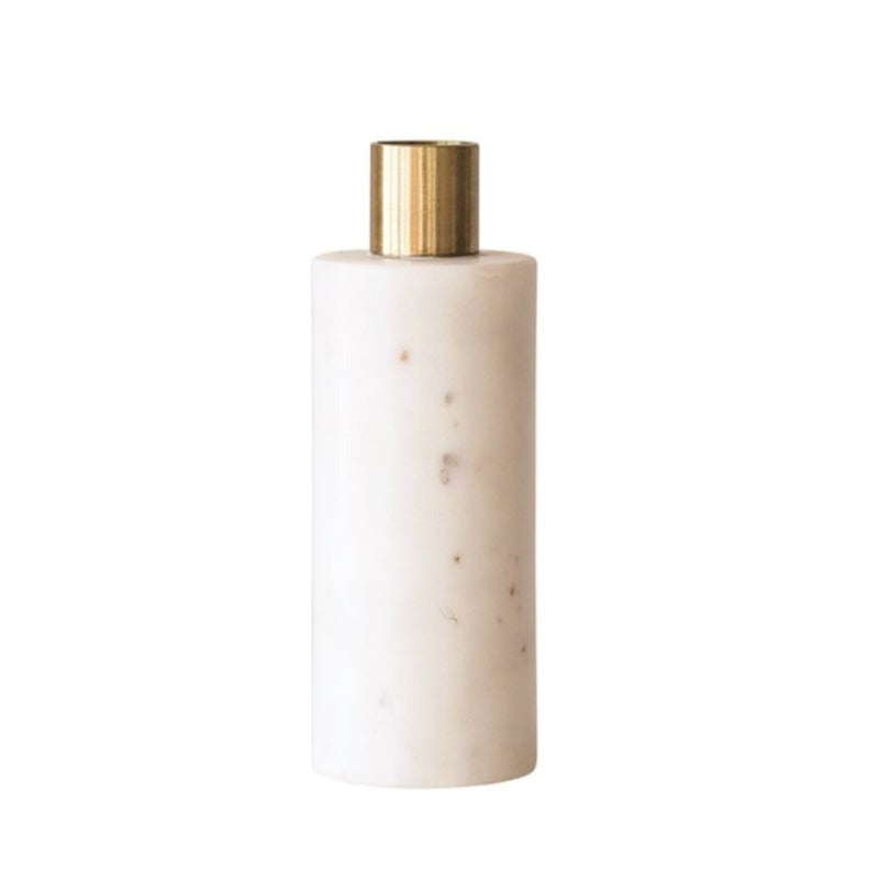 White Marble & Brass Taper Holder