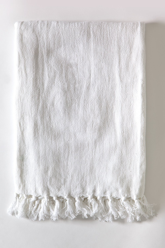 Organic Cotton Linen Throw- Natural, Pure White, Cream