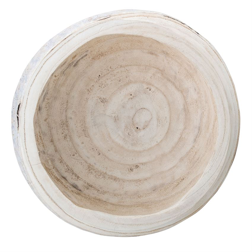 Round Whitewashed Wood Bowl- 10-1/2" Round x 4-1/4"H