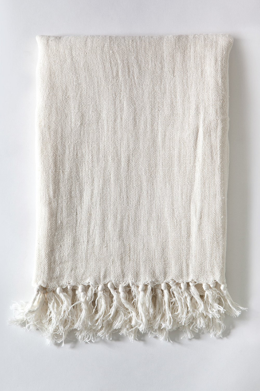 Organic Cotton Linen Throw- Natural, Pure White, Cream