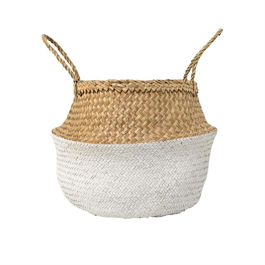 Round White & Natural Seagrass Basket (Available in 2 sizes)