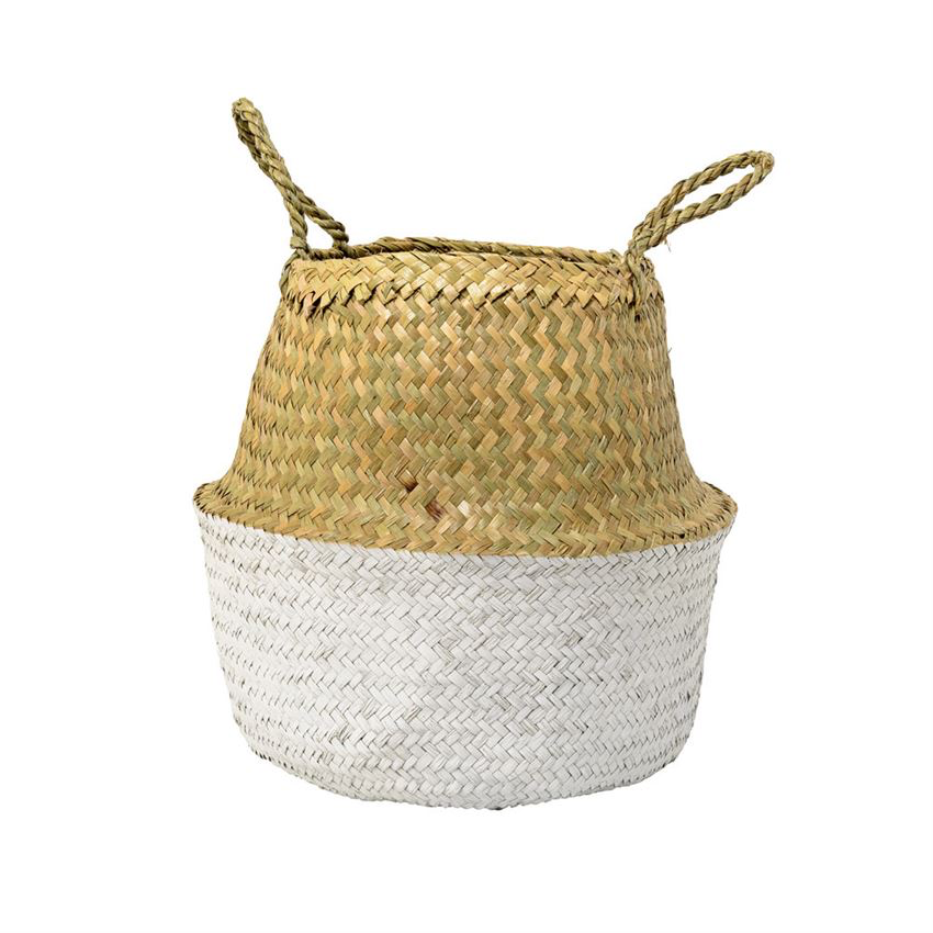 Round White & Natural Seagrass Basket (Available in 2 sizes)