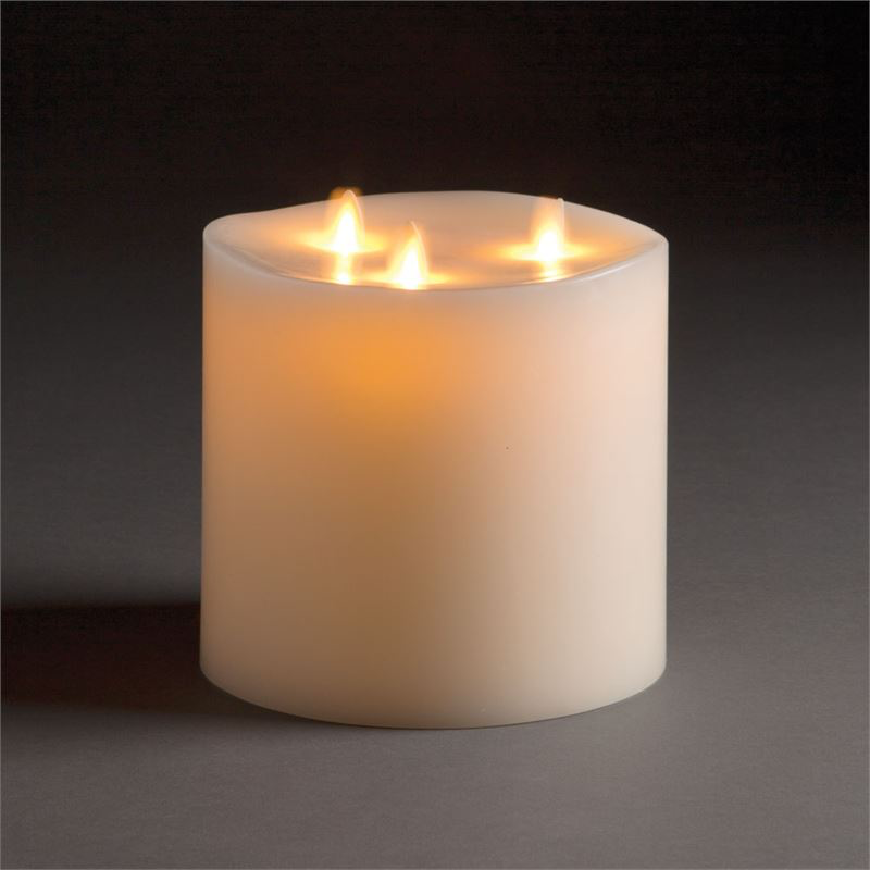 Tri-Flame Pillar Candle- Moving Flame Candle