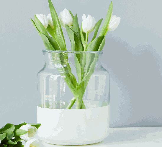 White Colorblock Mason Jar Vase 7" x 7" x 9.5"