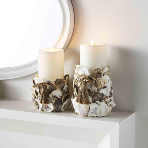 Oyster Shell Pillar Holder (2 Sizes)