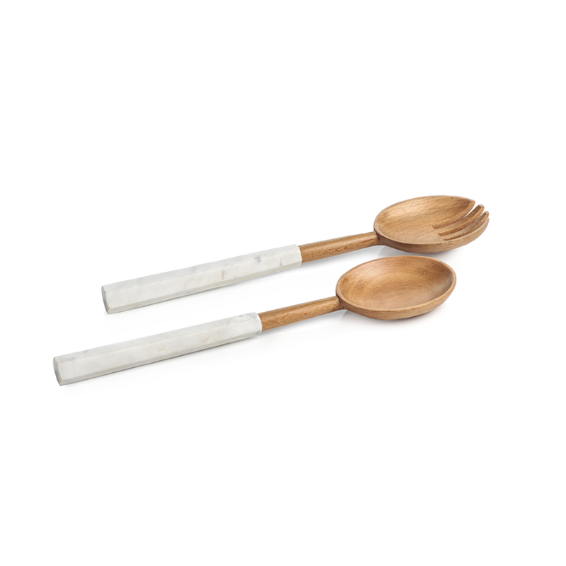 Wood & Marble Salad Servers