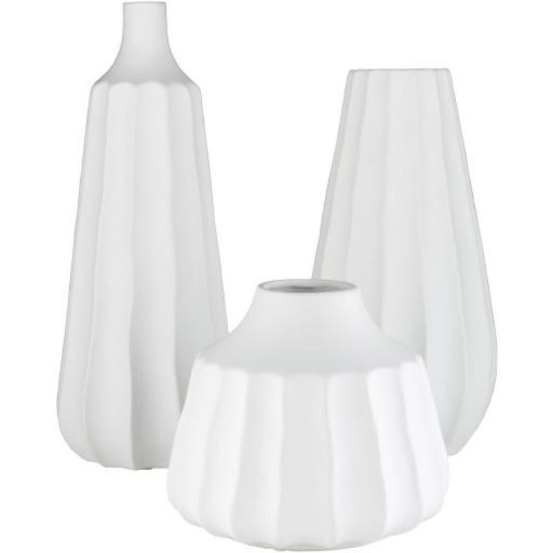 White Fluted Vase (3 Sizes)