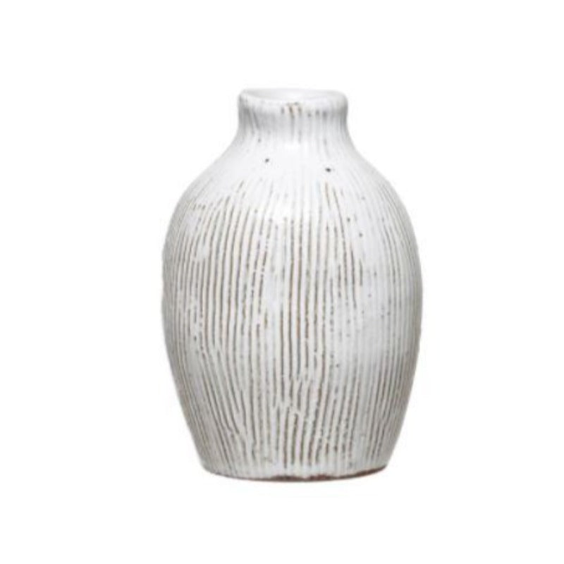 Textured Lines Terracotta Vase (2 Sizes)