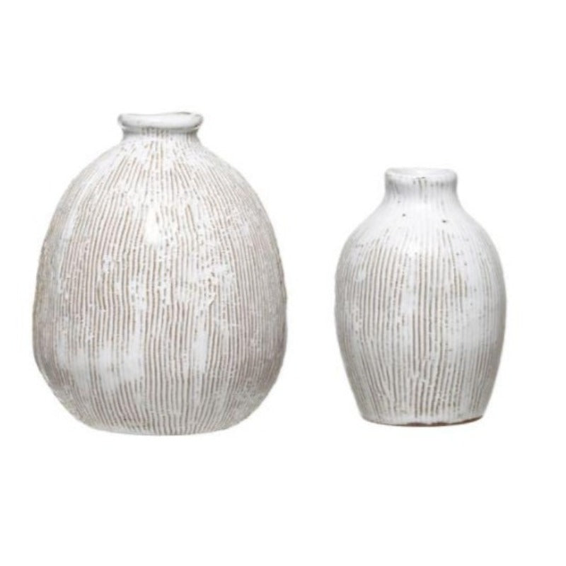 Textured Lines Terracotta Vase (2 Sizes)