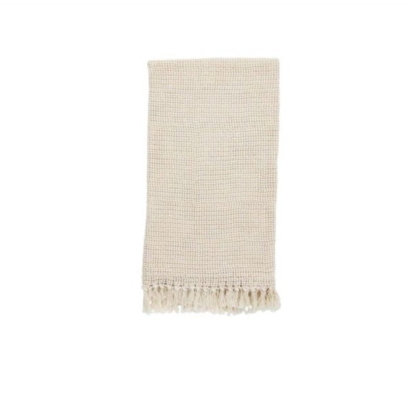 Cream Knitted Throw with Fringe