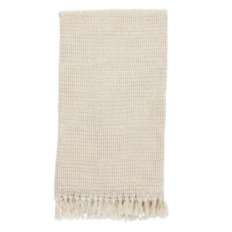Cream Knitted Throw with Fringe